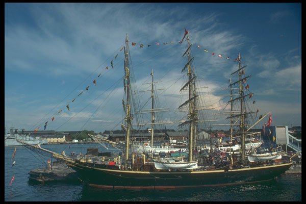 257033 Tall Ships In Copenhagen Harbor, Denmark A4 Photo Print