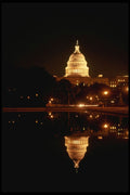 259002 Capitol And Reflection At Night A4 Photo Print