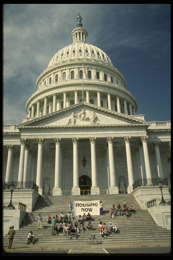 259009 Protest At Capitol Building Steps A4 Photo Print