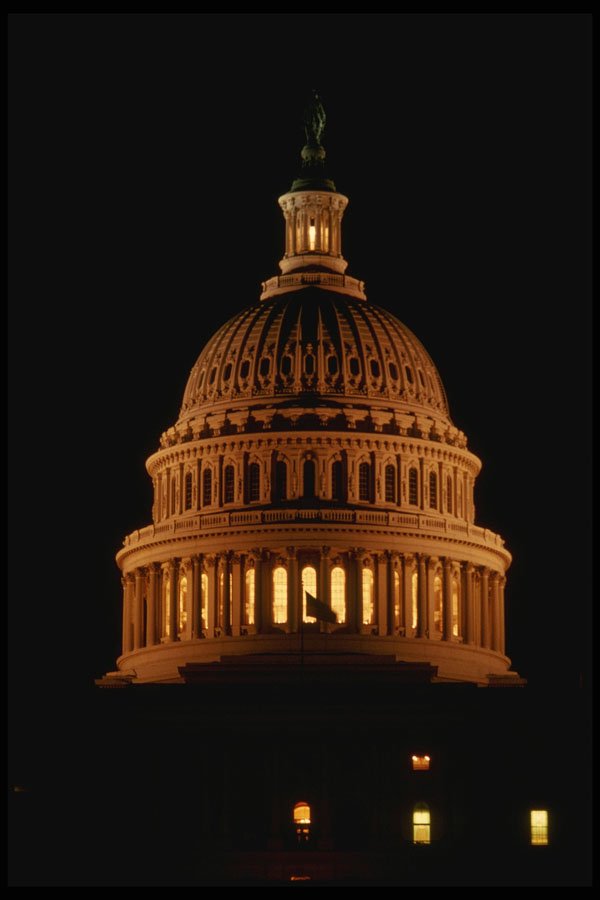 259014 Night View Of Capitol Dome A4 Photo Print
