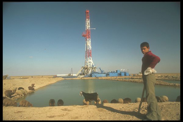 260028 Sheperd And Flock At Oil Rig, Iran A4 Photo Print