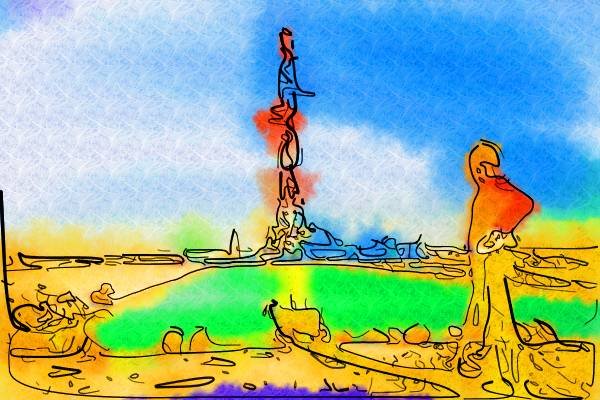 260028 Sheperd And Flock At Oil Rig, Iran Dup3 A4 Photo Print