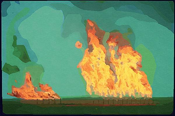 260034 Natural Gas Burn Off, Iraq Dup1 A4 Photo Print