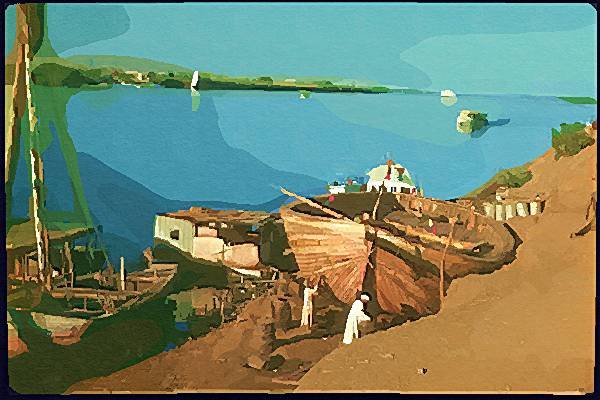 260044 Building A Boat Along The Nile, Egypt Dup1 A4 Photo Print