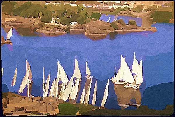 260052 Feluccas On The Nile River, Egypt Dup1 A4 Photo Print