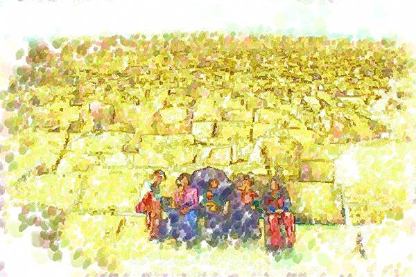 260054 School Girls, Cheops Pyramid, Egypt Dup2 A4 Photo Print
