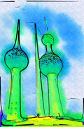260077 Municipal Water Towers, Kuwait City, Kuwait Dup3 A4 Photo Print