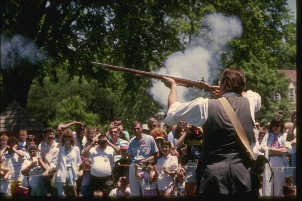 261024 Flintlock Firing, Williamsburg A4 Photo Print