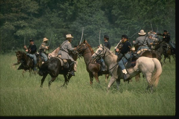 261079 Cavalry Combat, Louisa County Civil War Re enactment A4 Photo Print