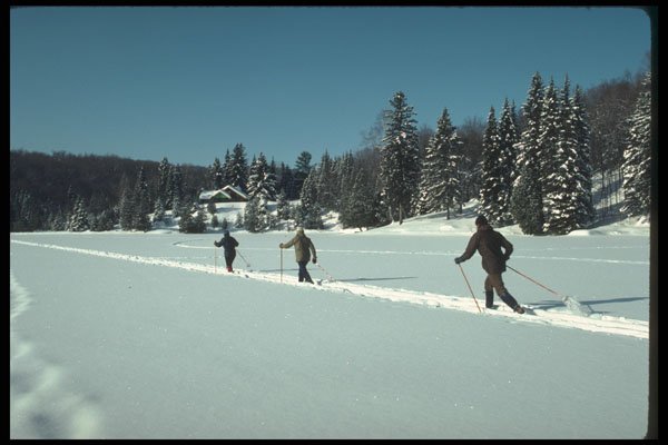 262073 Winter Ski Scene, Laurentians A4 Photo Print