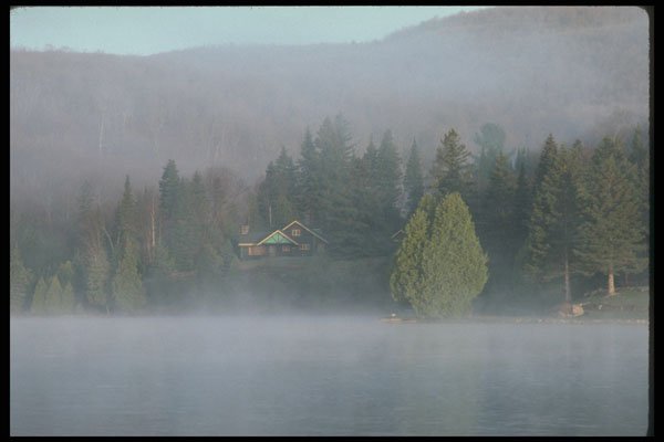 262079 Fog On The Lake, Laurentians A4 Photo Print