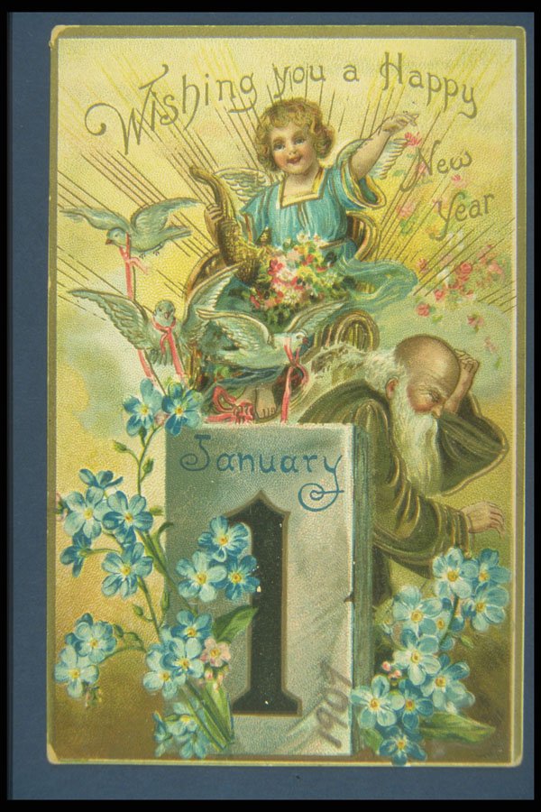263001 New Year's, Tuck, Saxony, 1909 A4 Photo Print