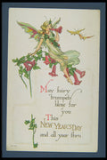 263005 New Year's, 1915 Postmark, Embossed, Divided Back A4 Photo Print