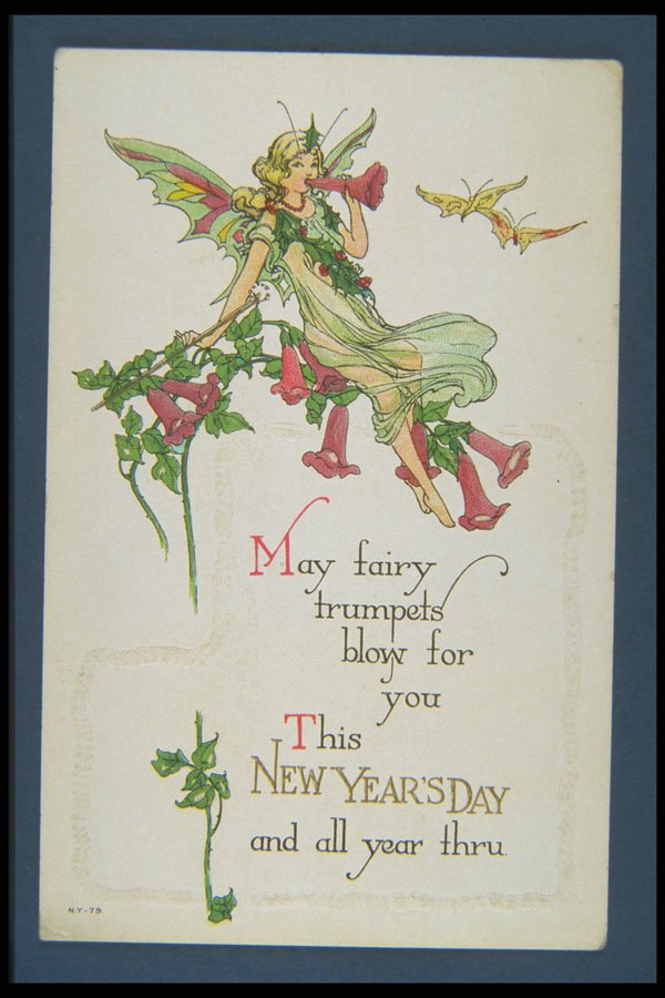 263005 New Year's, 1915 Postmark, Embossed, Divided Back A4 Photo Print