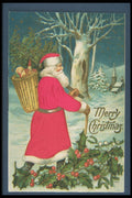 263069 Christmas, Red Silk Suit, Embossed, Divided Back A4 Photo Print