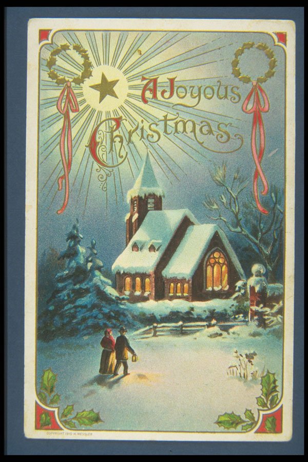 263079 Christmas, H. Wessler, 1910, Embossed, Divided Back A4 Photo Print