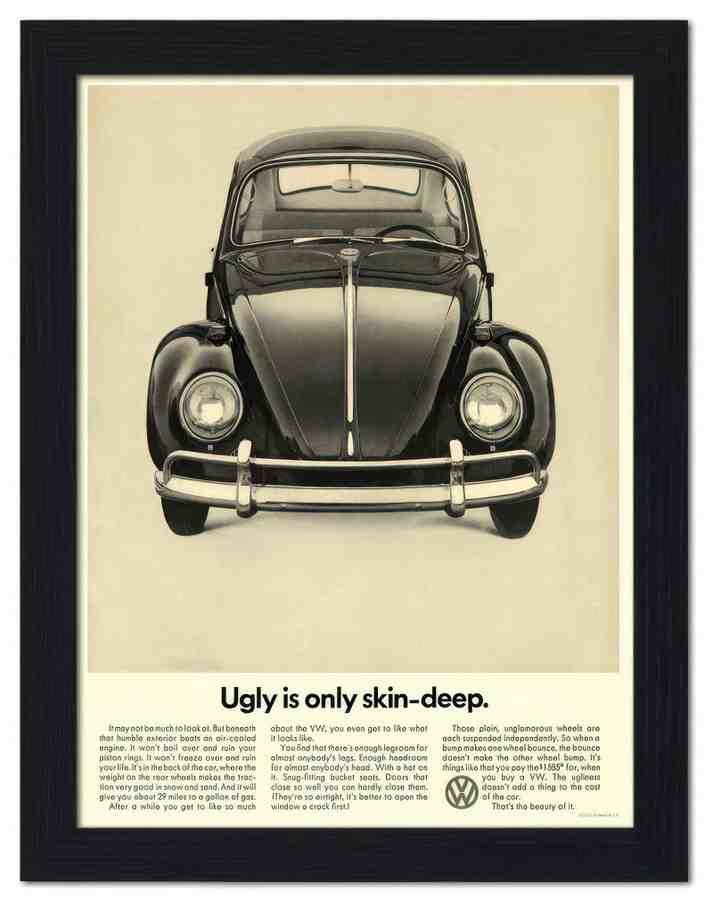 2635 vw beetle ugly is only skin deep 2 Vintage Advert A4 Photo Print