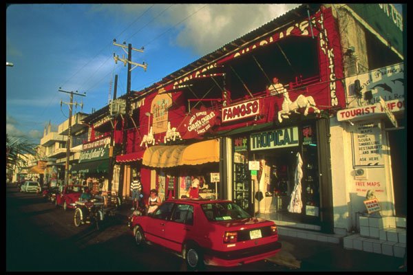 264053 Restaurants And Shops, Cozumel, Mexico A4 Photo Print