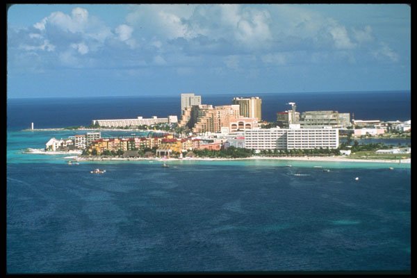 264094 Aerial Of Hotel Zone, Cancun, Mexico A4 Photo Print
