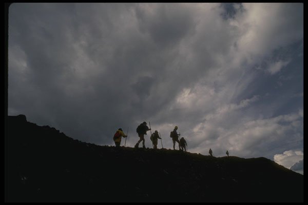 267030 Hikers Ascend Slope, Kluane A4 Photo Print