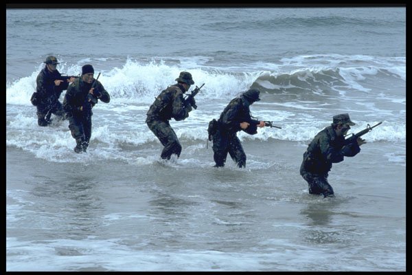 270013 Navy SEAL Team At Naval Amphibian Base, Using Combat A4 Photo Print