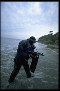 270042 Frogman Coming On Beach A4 Photo Print