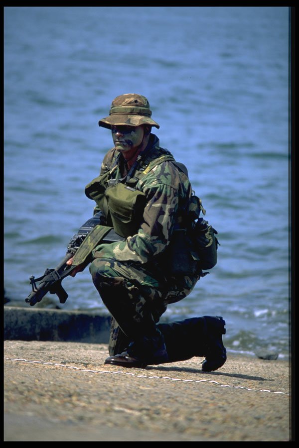 270071 Navy SEAL Team At Naval Amphibian Base, Using Combat A4 Photo Print