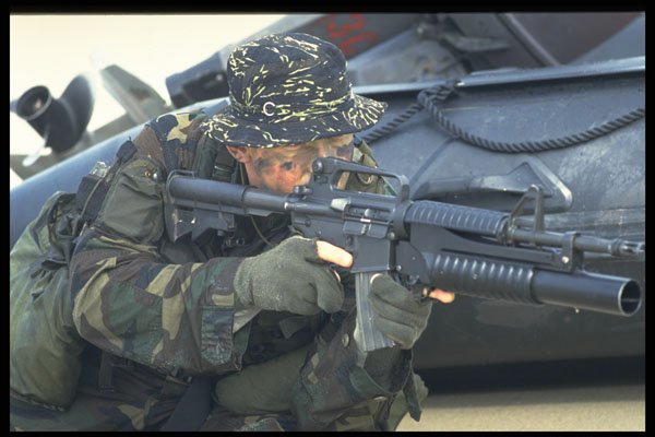 270074 Navy SEAL Team At Naval Amphibian Base, Using Combat A4 Photo Print