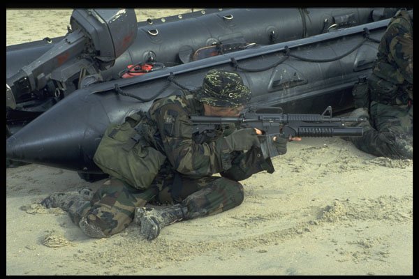270075 Navy SEAL Team At Naval Amphibian Base, Using Combat A4 Photo Print