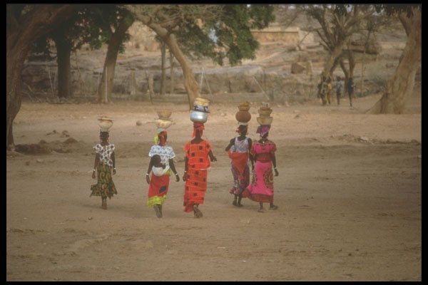 271007 Village Women Market Bound A4 Photo Print