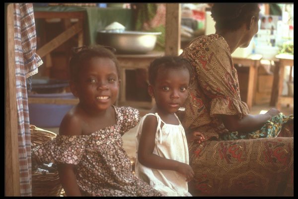 271014 Young Girls At Mother's Stand, Niger A4 Photo Print