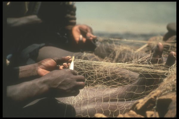 271025 Repairing Nets, Malawi A4 Photo Print