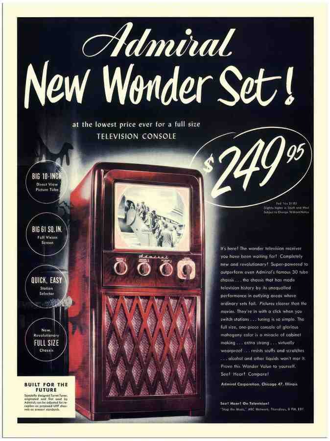 272 admiral television set advert 1940s 2 Vintage Advert A4 Photo Print