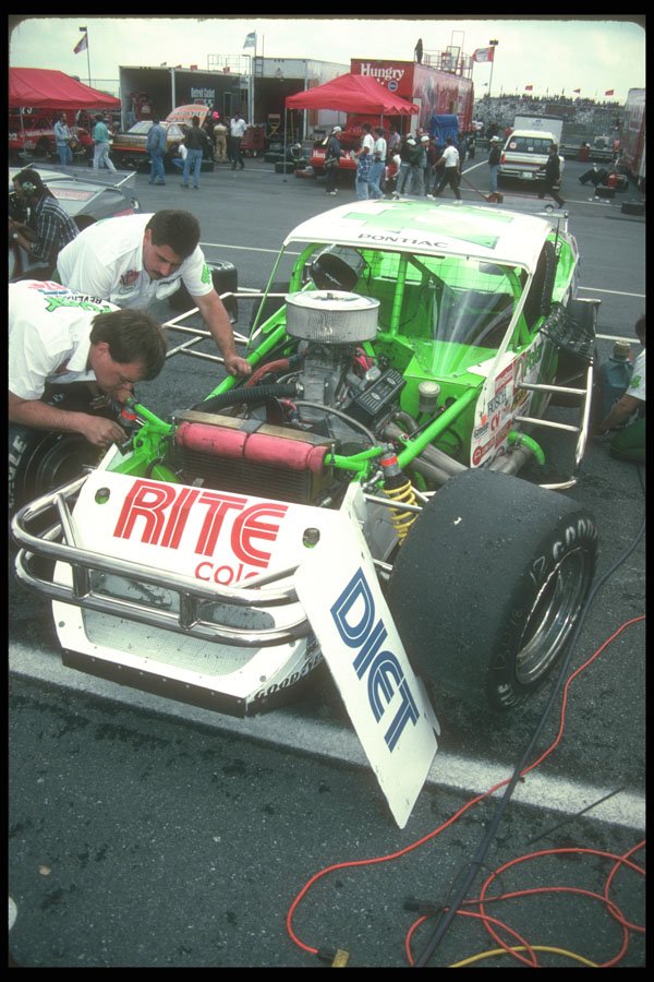 273030 Mechanics Make Adjustments On A NASCAR Modified Stock Car A4 Photo Print