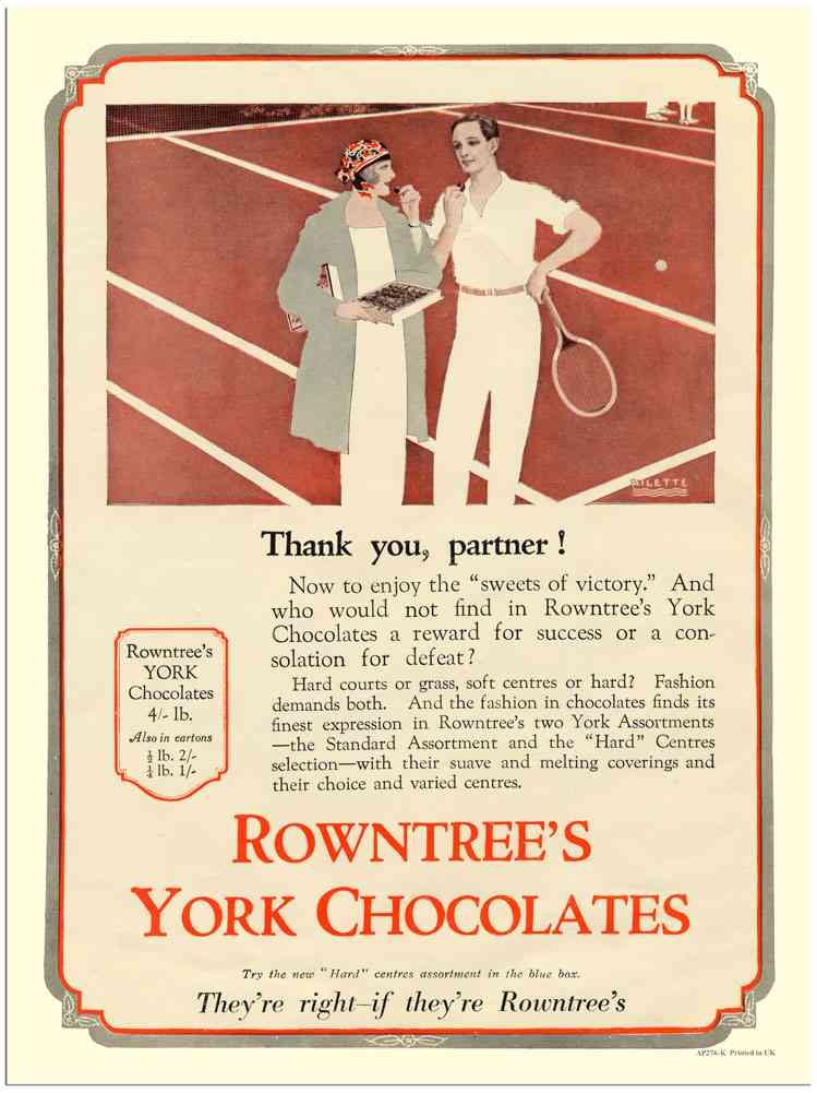 276K Rowntrees York Chocolates Tennis 1920S advert A4 Photo Print