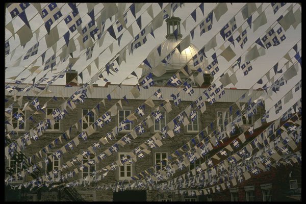 277007 Quebec Flags In Old Montreal A4 Photo Print
