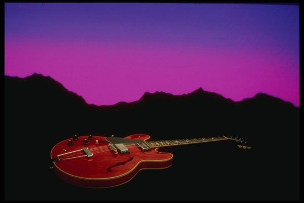 278077 Guitar And Mountains A4 Photo Print