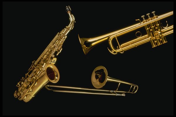 278084 Saxophone, Trumpet And Trombone A4 Photo Print