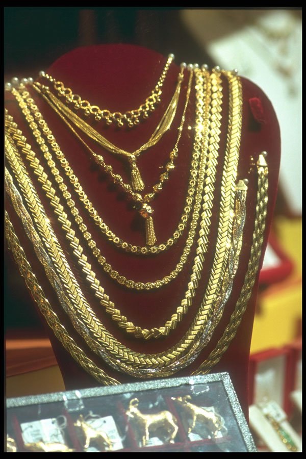 279013 Gold Necklaces, Window Shopping A4 Photo Print