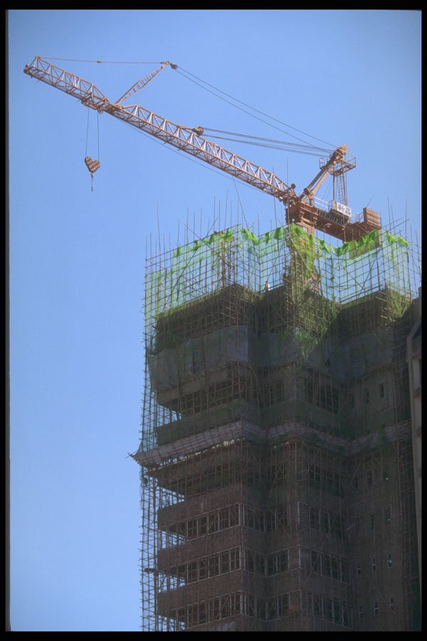 279027 Bamboo And Modern Crane Construction A4 Photo Print