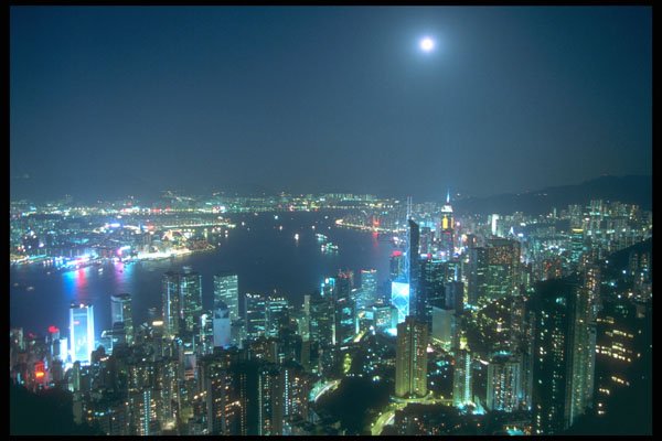 279082 Full Moon Panorama View From Victoria Peak A4 Photo Print