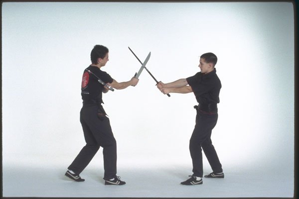 280078 Butterfly Knife Vs. Sword B A4 Photo Print