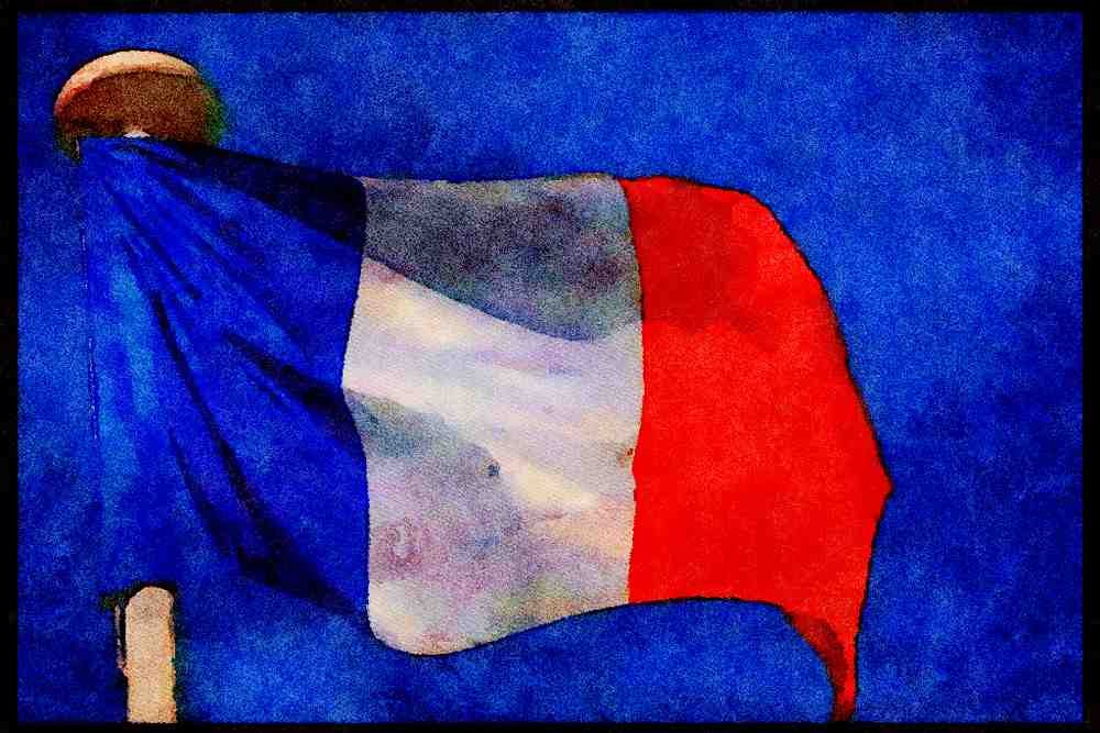 281000 French Flag A4 Limited Edition Watercolour Print