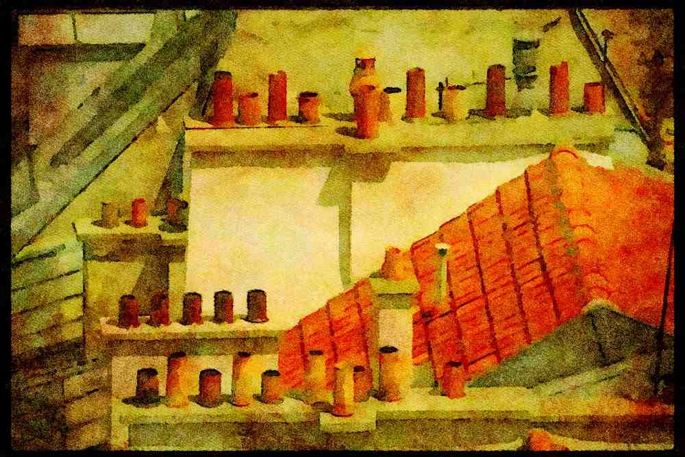 281005 Paris Rooftops And Tiled Chimneys A4 Limited Edition Watercolour Print