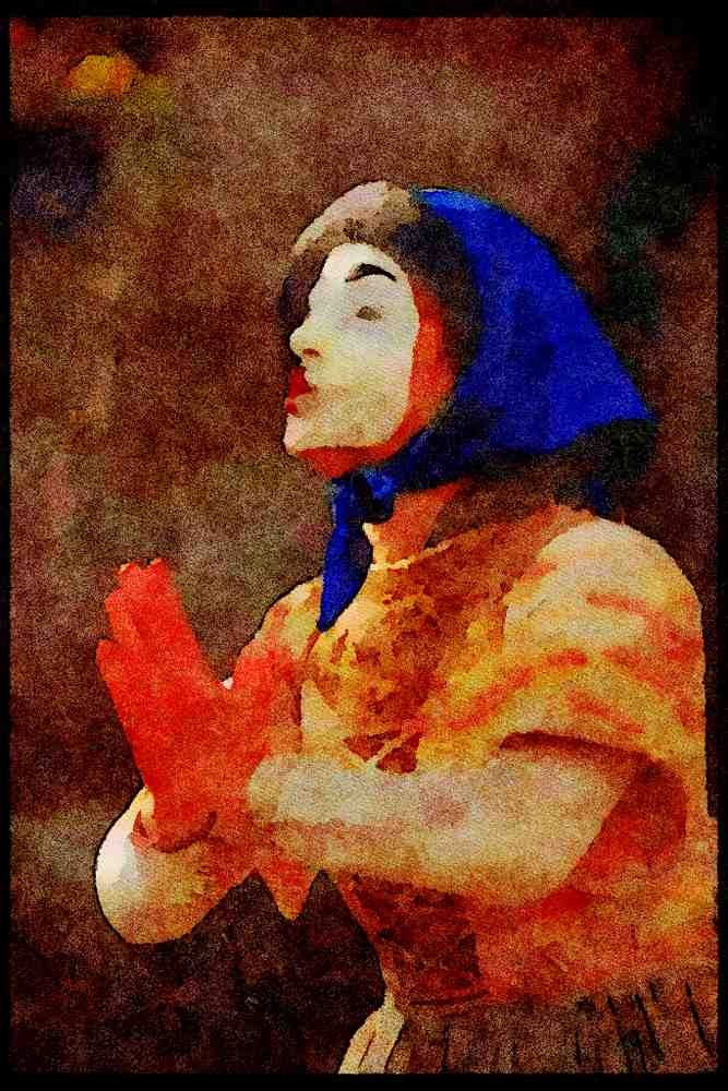 281009 Mime Performer, Montmarte A4 Limited Edition Watercolour Print