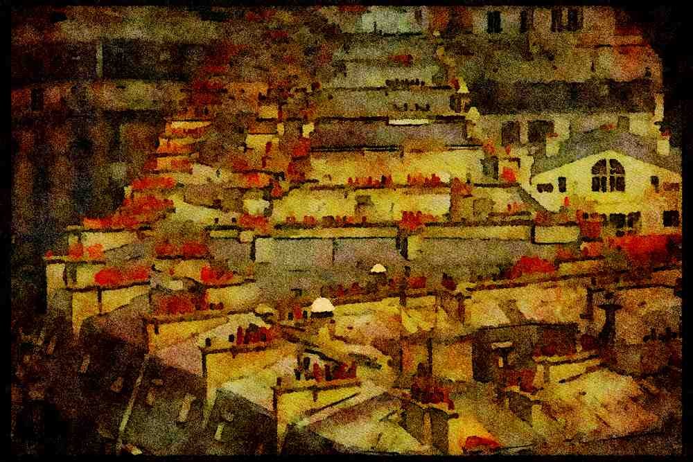 281010 Paris Rooftops And Tiled Chimneys A4 Limited Edition Watercolour Print