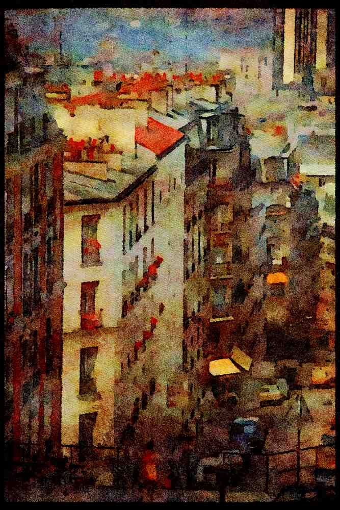 281013 Paris Rooftops At Montmarte A4 Limited Edition Watercolour Print