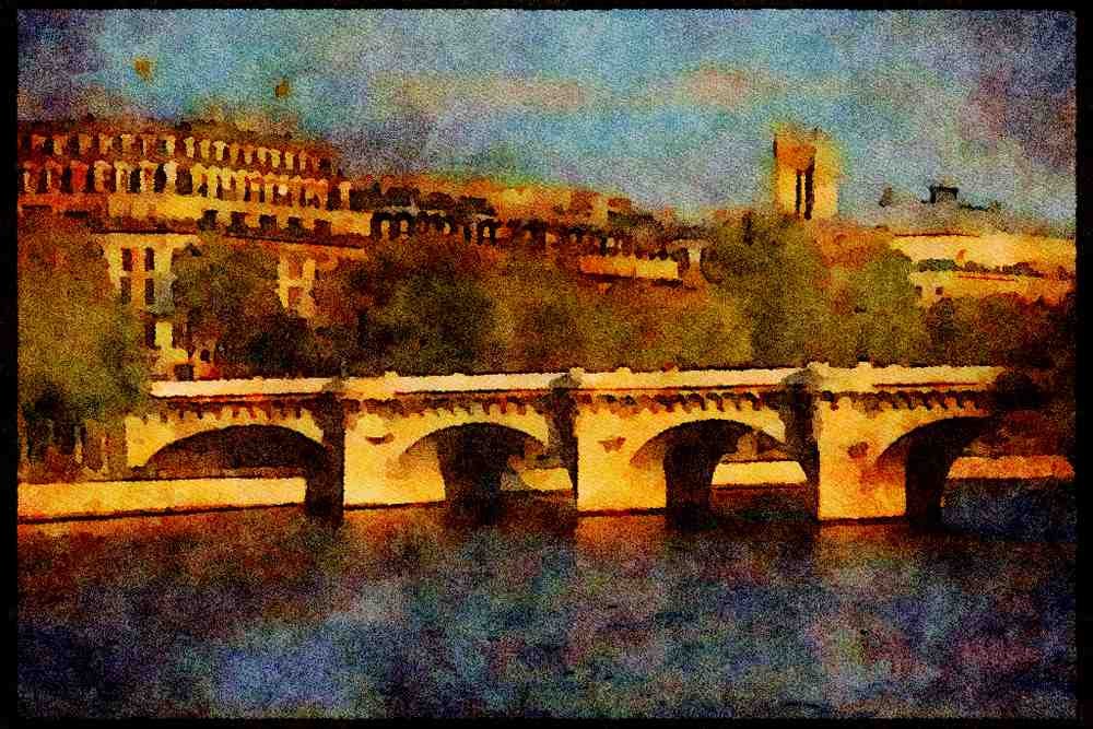 281016 The River Seine And Pont Neuf A4 Limited Edition Watercolour Print