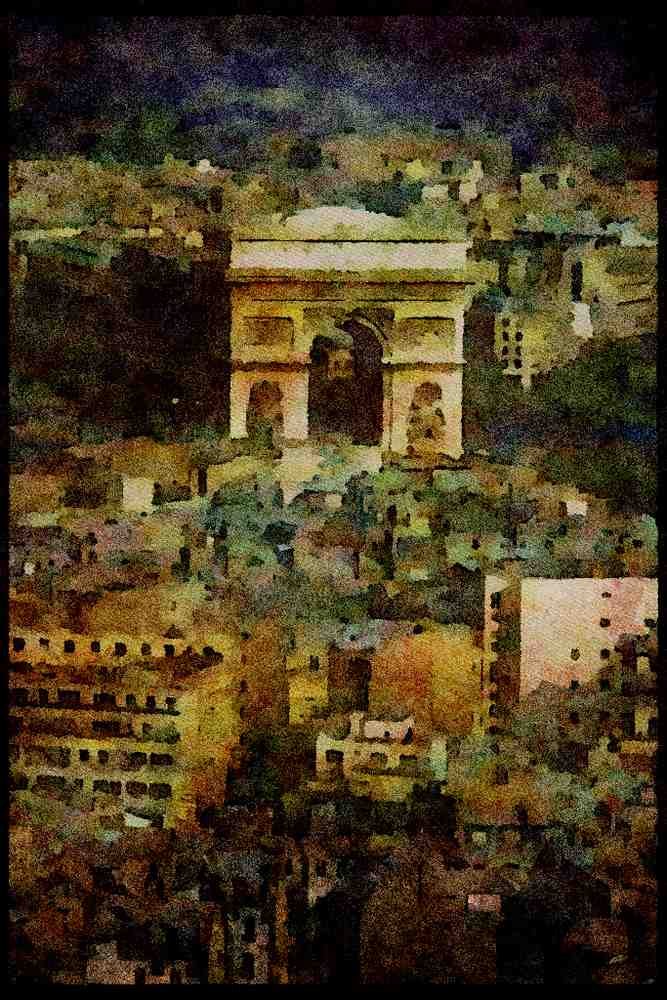 281021 Aerial View Of The Arche De Triomphe And The Etoile A4 Limited Edition Watercolour Print