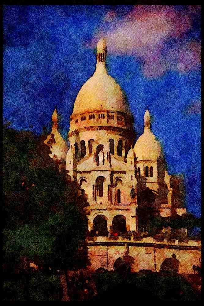 281023 Cathedral Sacre Coeur, Montmarte A4 Limited Edition Watercolour Print
